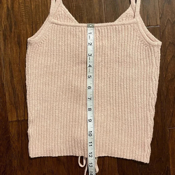 American Eagle Lace Up Corset Knit Top Cottagecore Y2K Soft Pink - Picture 7 of 8